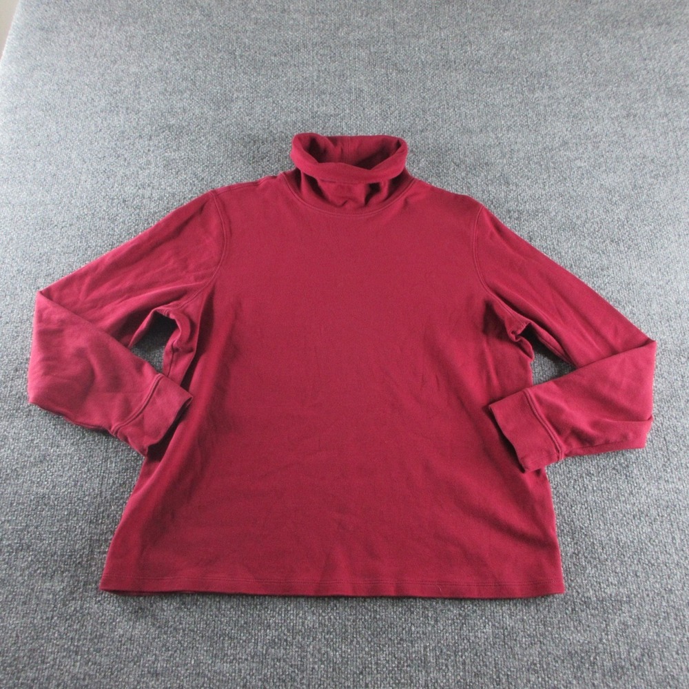 L.L. Bean Shirt Womens XL Red Turtleneck Long Sleeve Cotton Jersey Basic